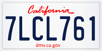 CA license plate 7LCL761