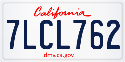 CA license plate 7LCL762