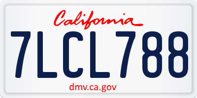 CA license plate 7LCL788