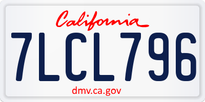 CA license plate 7LCL796
