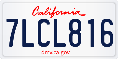 CA license plate 7LCL816