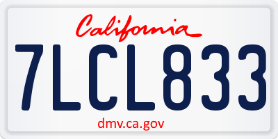 CA license plate 7LCL833