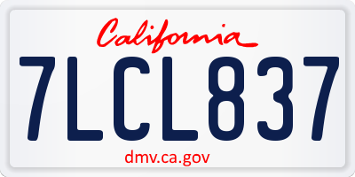 CA license plate 7LCL837