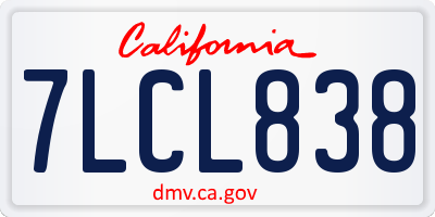 CA license plate 7LCL838