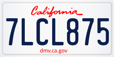 CA license plate 7LCL875