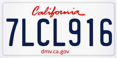 CA license plate 7LCL916