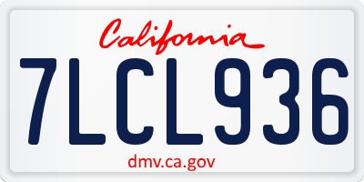 CA license plate 7LCL936
