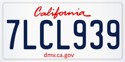 CA license plate 7LCL939