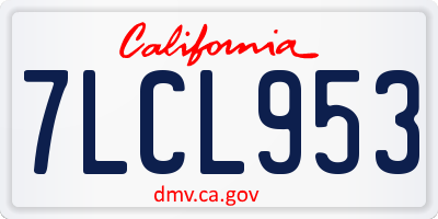 CA license plate 7LCL953