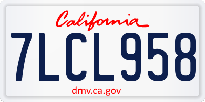 CA license plate 7LCL958