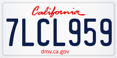 CA license plate 7LCL959