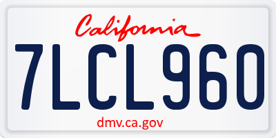 CA license plate 7LCL960