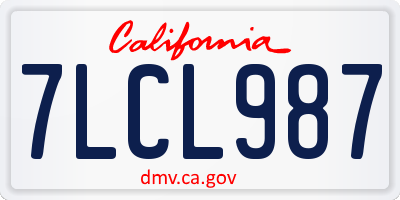 CA license plate 7LCL987