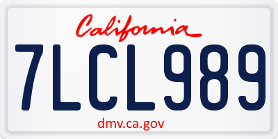 CA license plate 7LCL989