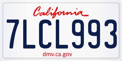 CA license plate 7LCL993