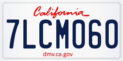 CA license plate 7LCM060