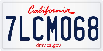 CA license plate 7LCM068