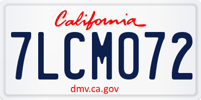CA license plate 7LCM072