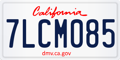 CA license plate 7LCM085