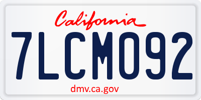 CA license plate 7LCM092