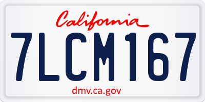 CA license plate 7LCM167