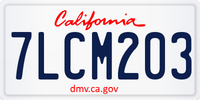 CA license plate 7LCM203