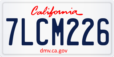 CA license plate 7LCM226