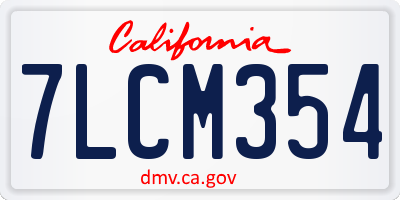 CA license plate 7LCM354