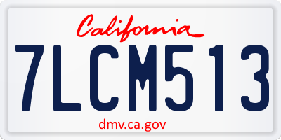 CA license plate 7LCM513