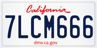 CA license plate 7LCM666