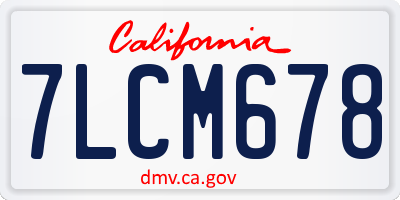 CA license plate 7LCM678