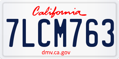 CA license plate 7LCM763