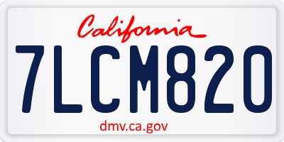 CA license plate 7LCM820