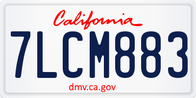 CA license plate 7LCM883