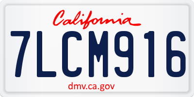 CA license plate 7LCM916