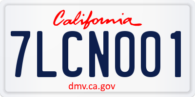 CA license plate 7LCN001