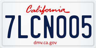 CA license plate 7LCN005