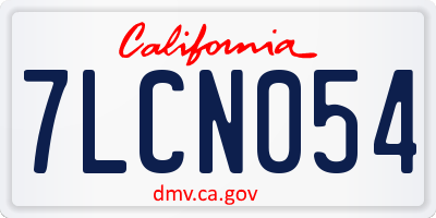 CA license plate 7LCN054