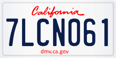 CA license plate 7LCN061