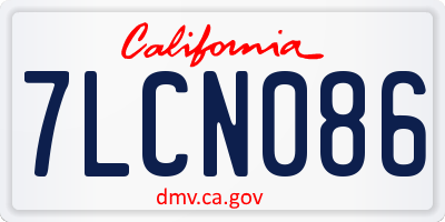 CA license plate 7LCN086
