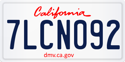 CA license plate 7LCN092
