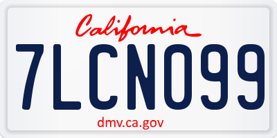 CA license plate 7LCN099