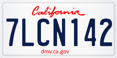 CA license plate 7LCN142