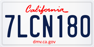 CA license plate 7LCN180