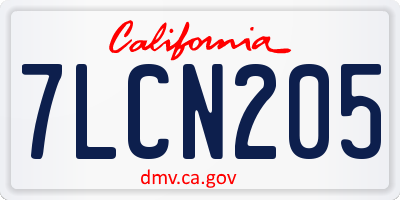 CA license plate 7LCN205