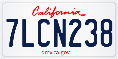 CA license plate 7LCN238