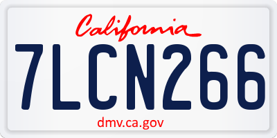 CA license plate 7LCN266