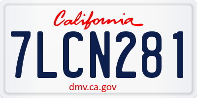 CA license plate 7LCN281