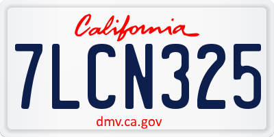 CA license plate 7LCN325
