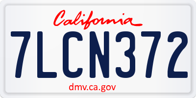 CA license plate 7LCN372